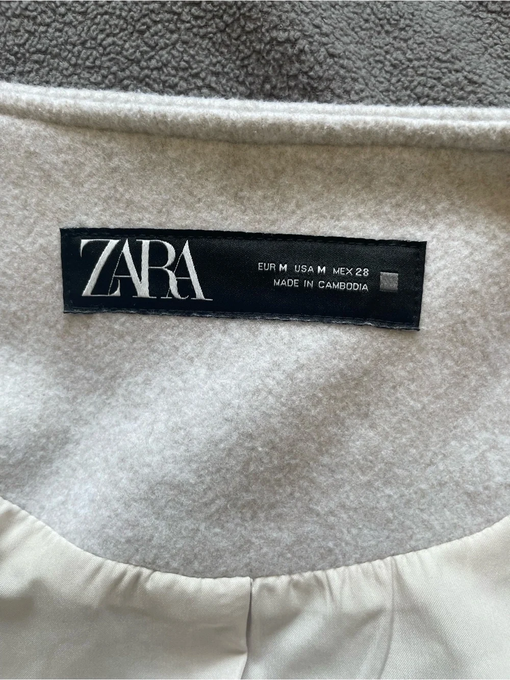 Zara Oatmeal Fleece Zip Bomber Jacket M Minimalist Quiet Luxury Balloon Sleeve